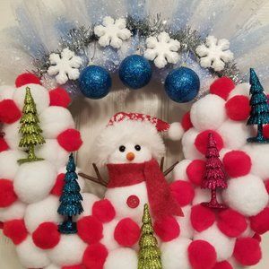 CHRISTMAS door wreath, 15" inch. "A Funny Snowman"